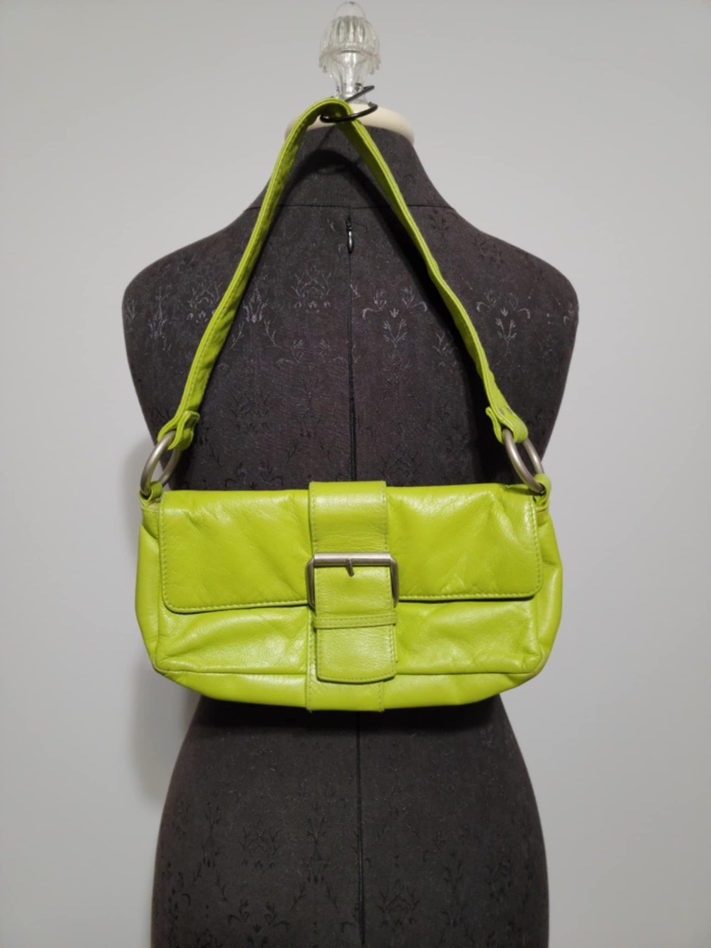 Wilsons Leather Lime / Pesto Green Shoulder Bag with Buckle